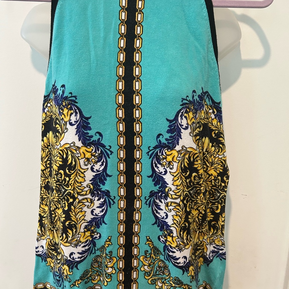 Cache Turquoise and Gold Patterned Tank Top - Picture 2 of 7